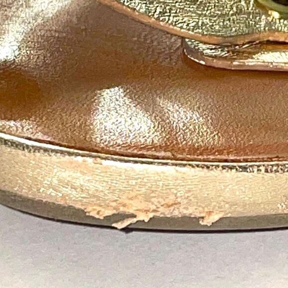 Bocage Innovation gold metallic leather low wedge buckle sandals EU39 - Picture 12 of 12